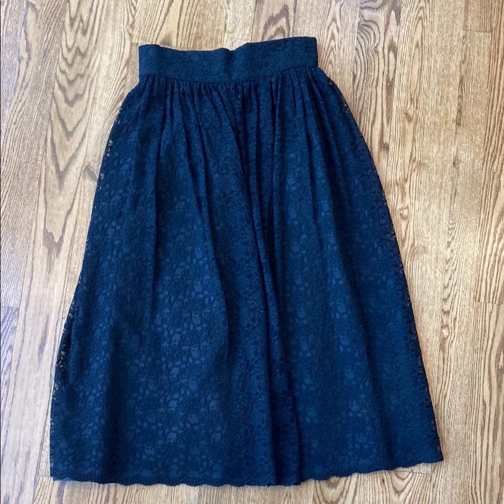 Laura Ashley midi black lace lined high waist skirt vintage dark academia 12 L - Picture 2 of 12